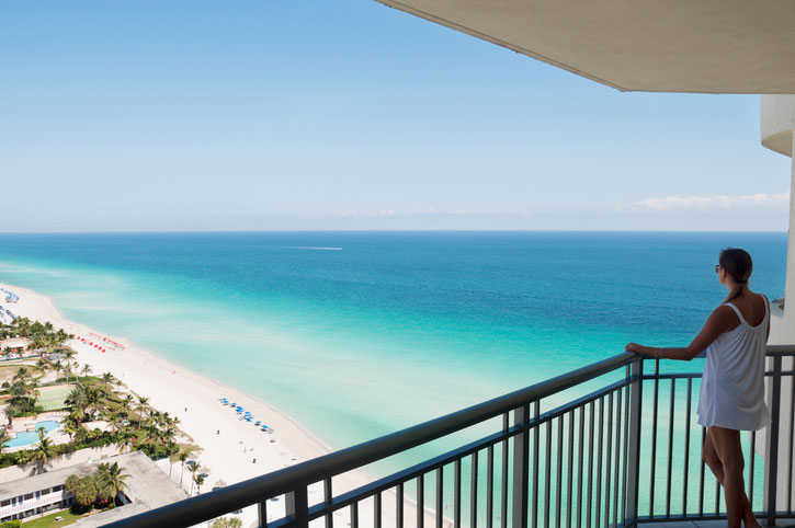 overlooking tropical beach in Miami